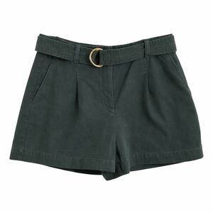 💚 LOFT Dark Green Belted High-Waisted Shorts | Size 10